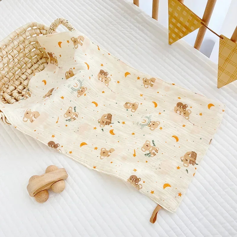 Cotton Muslin Baby Face Bear Towel Long Burp Cloth for Newborn Kindergarten Hand Towels Infant Drooling Bib Washcloth Baby Items