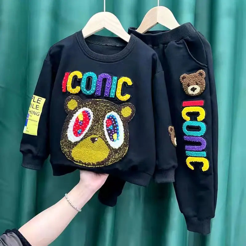 Children Clothes Set Spring and Autumn New Kids Boy Baby Cartoon Sweater Pants 2pcs Boys And Girls Sports Clothing Suit