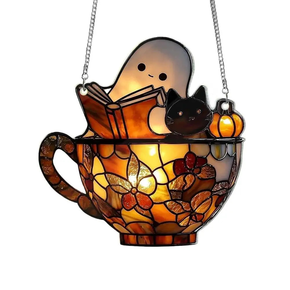 Cute Halloween Ghost Ornaments – Spooky 2D Acrylic Bath & Home Decor Hanging Set