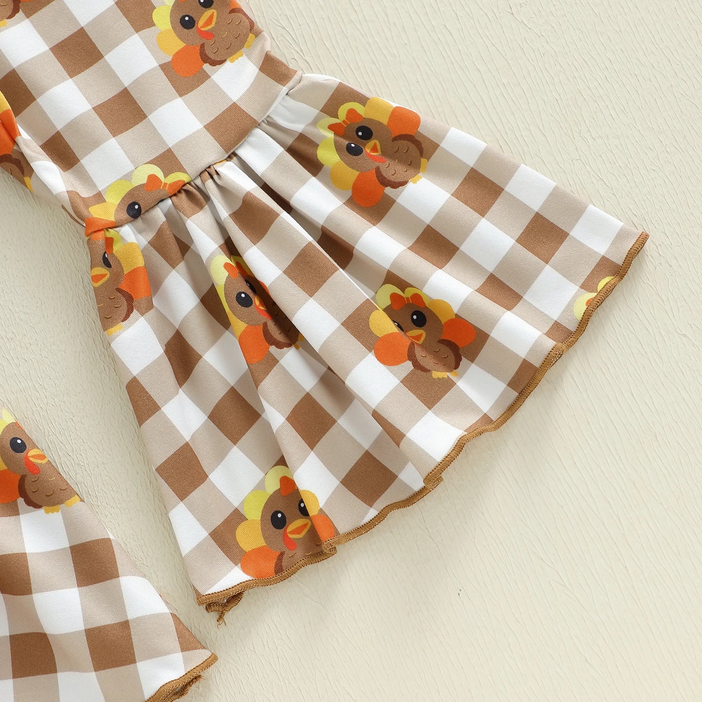 Toddler Little Girl Thanksgiving Outfit Children Letter Long Sleeve Sweatshirt and Plaid Turkey Flare Pants 2 Piece Set