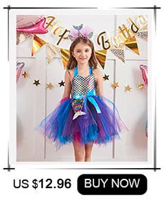 Black Cat Halloween Costume Kids Animal Fancy Tutu Dress with Ears Headband Baby Girls Cosplay Clothes Birthday Party Outfits