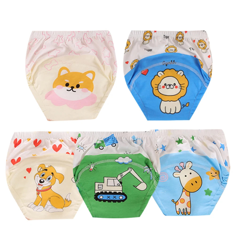 5pcs Baby Cotton Training Panties Waterproof Reusable Cloth Diapers Potty Training Underwear Nappies for Toddlers
