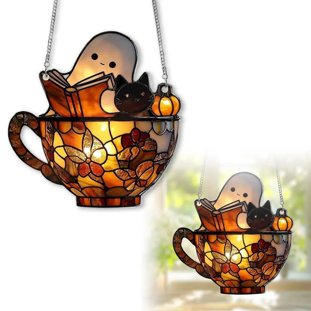 Cute Halloween Ghost Ornaments – Spooky 2D Acrylic Bath & Home Decor Hanging Set