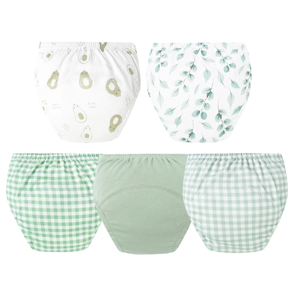 5pcs Baby Cotton Training Panties Waterproof Reusable Cloth Diapers Potty Training Underwear Nappies for Toddlers