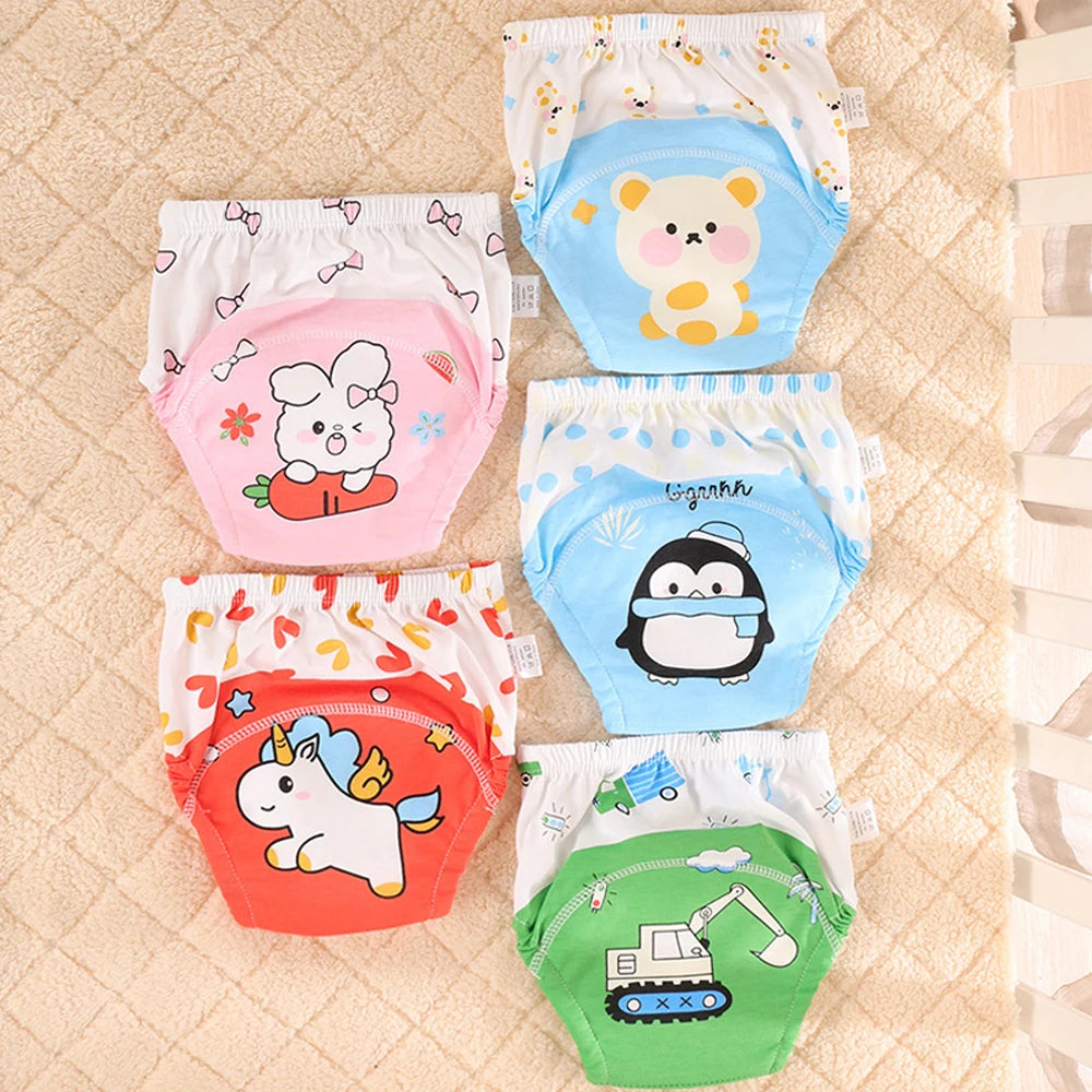 5pcs Baby Cotton Training Panties Waterproof Reusable Cloth Diapers Potty Training Underwear Nappies for Toddlers