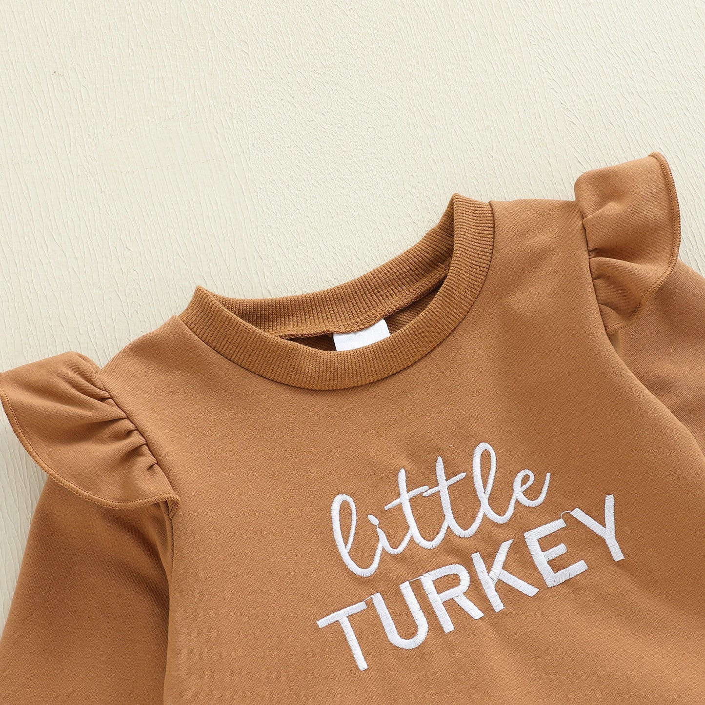 Toddler Little Girl Thanksgiving Outfit Children Letter Long Sleeve Sweatshirt and Plaid Turkey Flare Pants 2 Piece Set