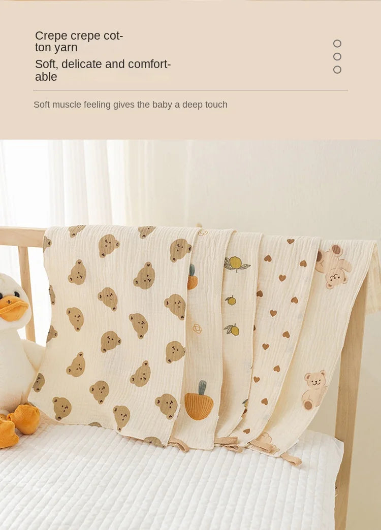 Cotton Muslin Baby Face Bear Towel Long Burp Cloth for Newborn Kindergarten Hand Towels Infant Drooling Bib Washcloth Baby Items