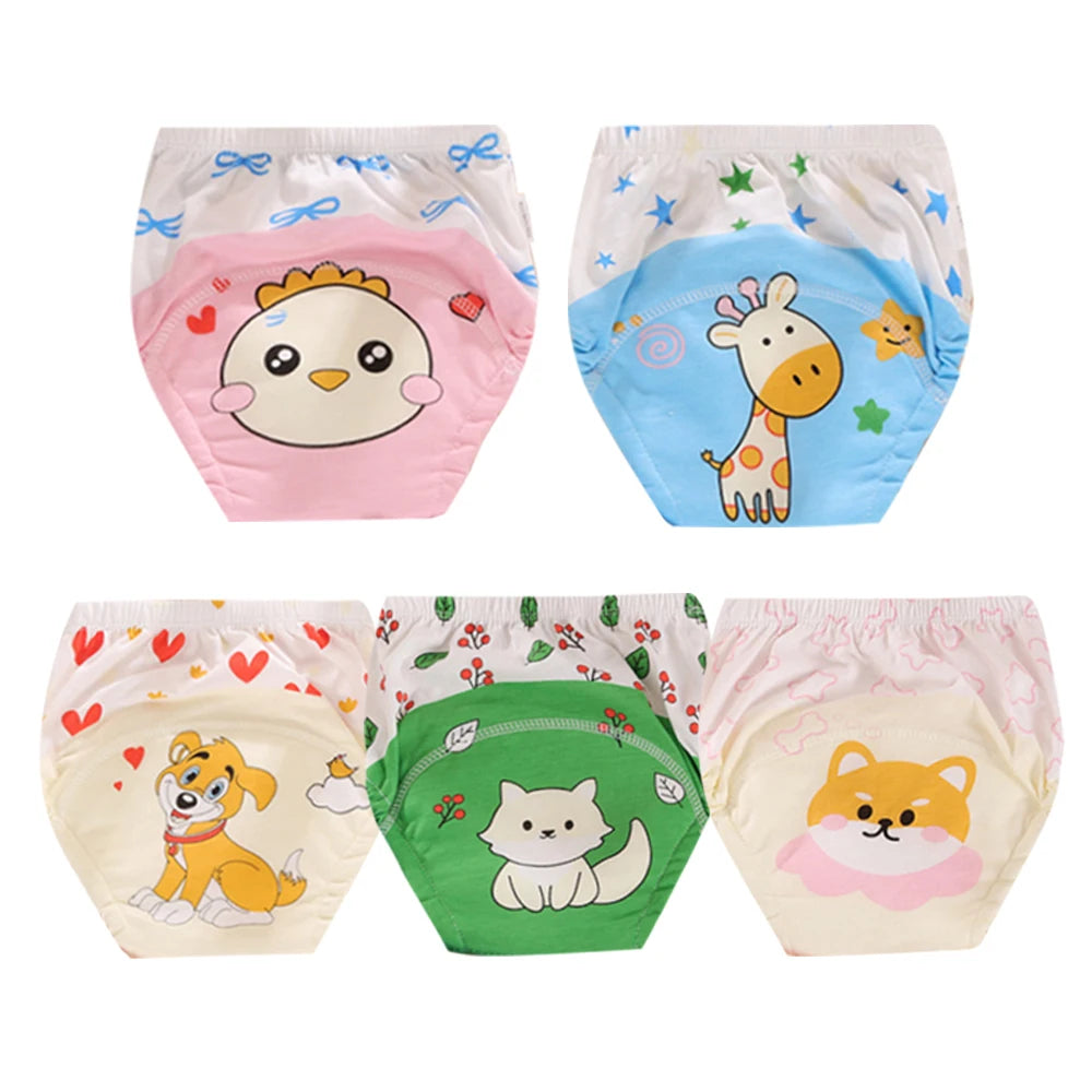 5pcs Baby Cotton Training Panties Waterproof Reusable Cloth Diapers Potty Training Underwear Nappies for Toddlers