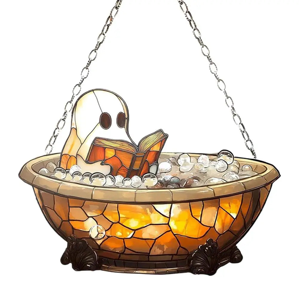 Cute Halloween Ghost Ornaments – Spooky 2D Acrylic Bath & Home Decor Hanging Set
