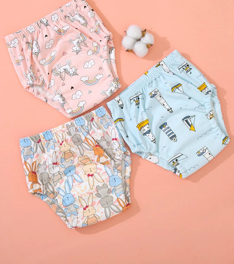 5pcs Baby Cotton Training Panties Waterproof Reusable Cloth Diapers Potty Training Underwear Nappies for Toddlers