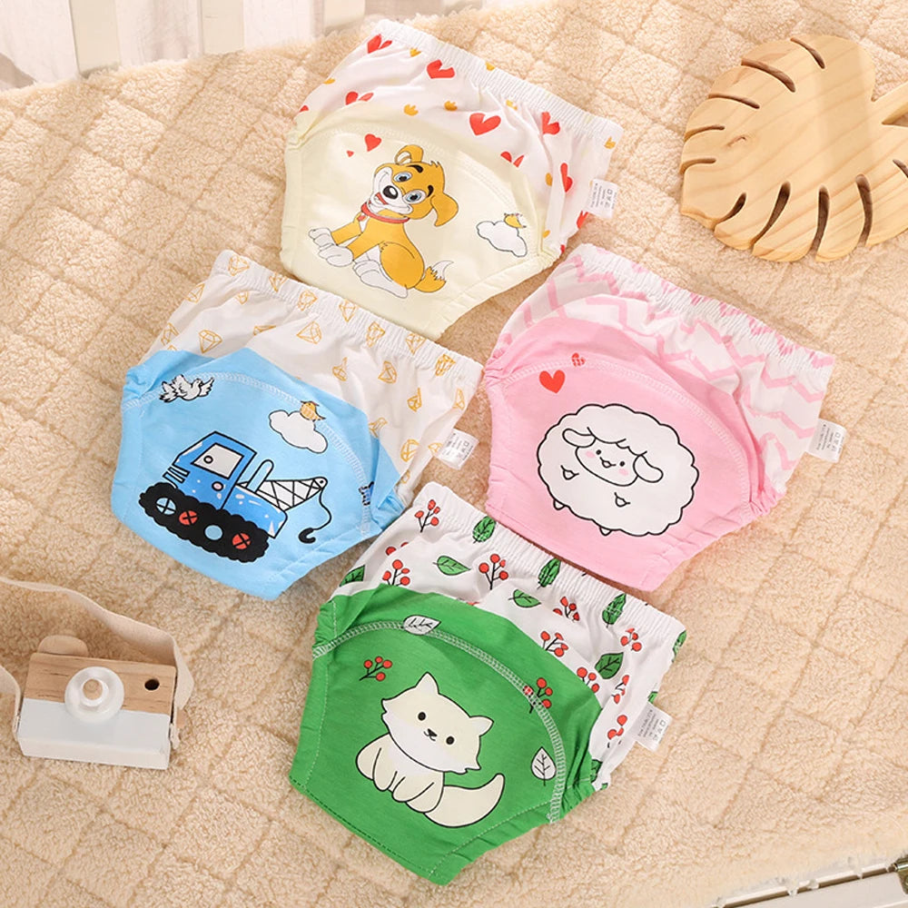 5pcs Baby Cotton Training Panties Waterproof Reusable Cloth Diapers Potty Training Underwear Nappies for Toddlers