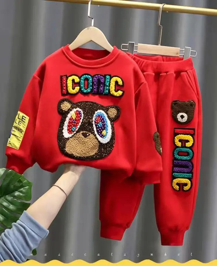 Children Clothes Set  Spring and Autumn New Kids Boy  Baby Cartoon  Sweater Pants 2pcs Boys And Girls Sports Clothing Suit