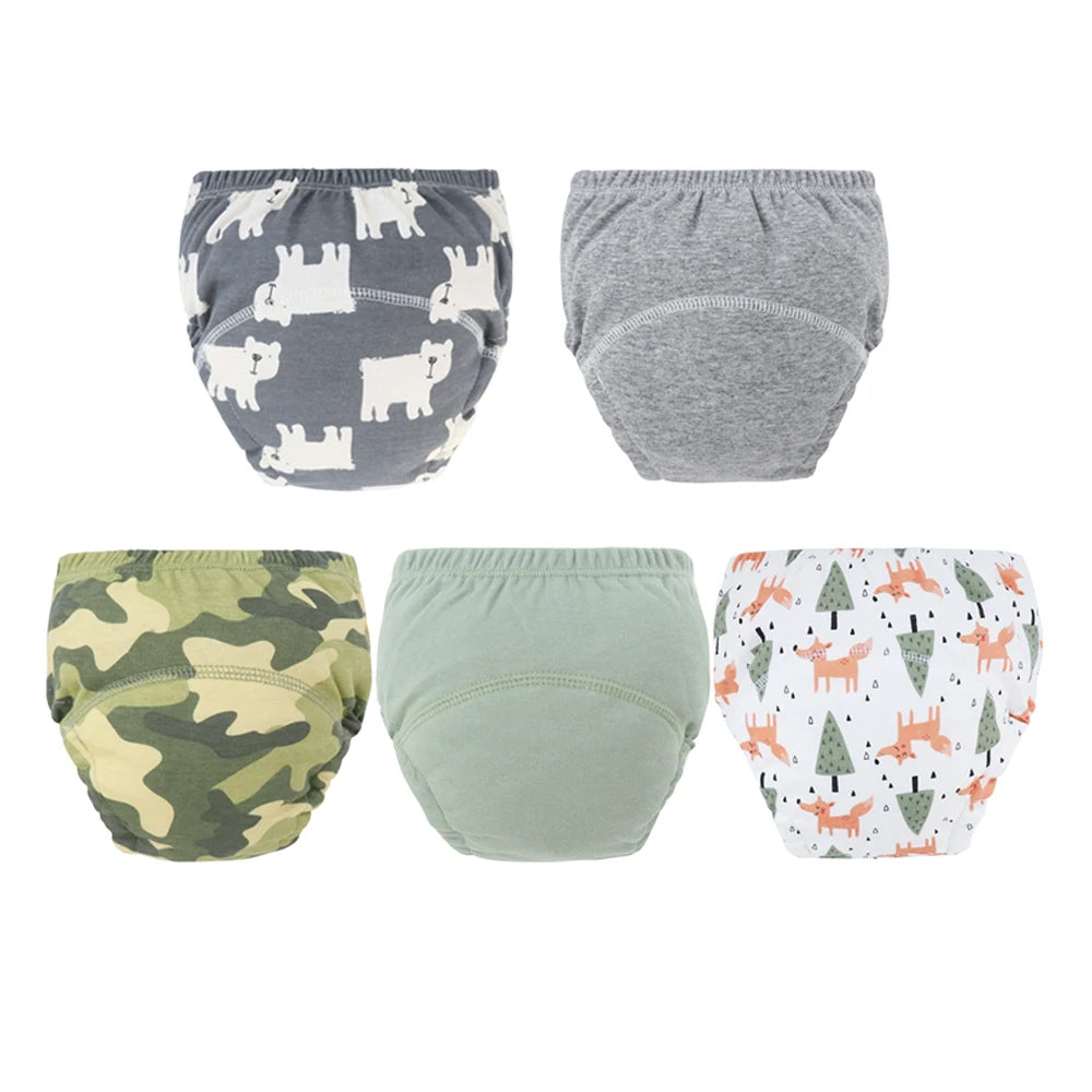 5pcs Baby Cotton Training Panties Waterproof Reusable Cloth Diapers Potty Training Underwear Nappies for Toddlers