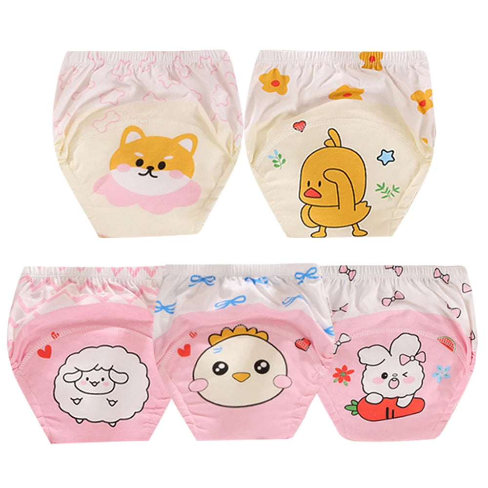 5pcs Baby Cotton Training Panties Waterproof Reusable Cloth Diapers Potty Training Underwear Nappies for Toddlers