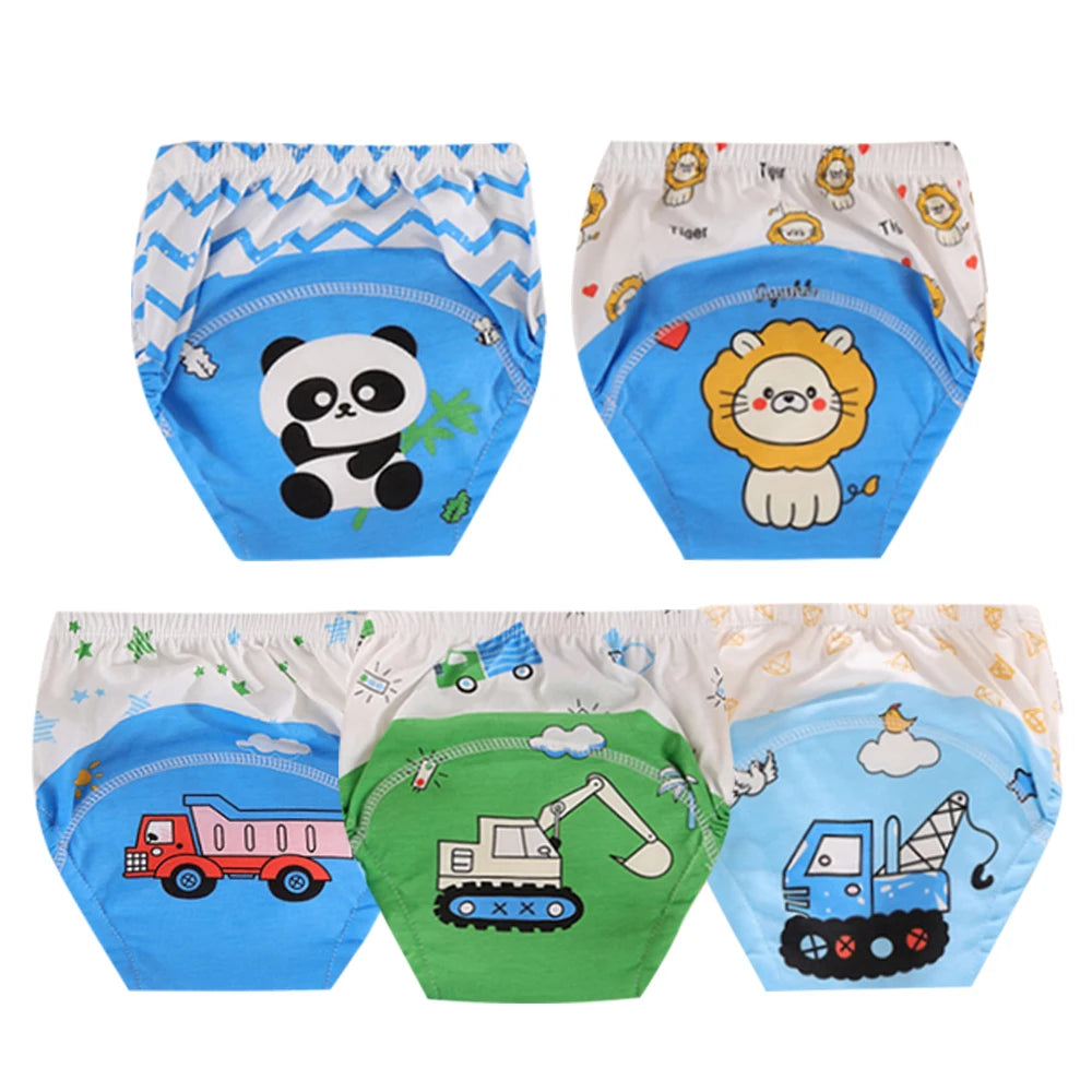 5pcs Baby Cotton Training Panties Waterproof Reusable Cloth Diapers Potty Training Underwear Nappies for Toddlers