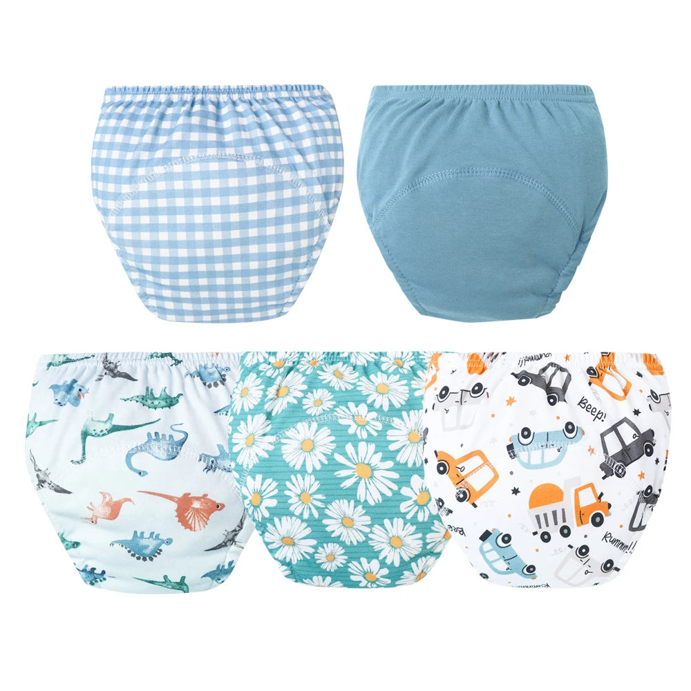 5pcs Baby Cotton Training Panties Waterproof Reusable Cloth Diapers Potty Training Underwear Nappies for Toddlers
