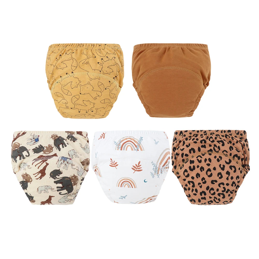 5pcs Baby Cotton Training Panties Waterproof Reusable Cloth Diapers Potty Training Underwear Nappies for Toddlers