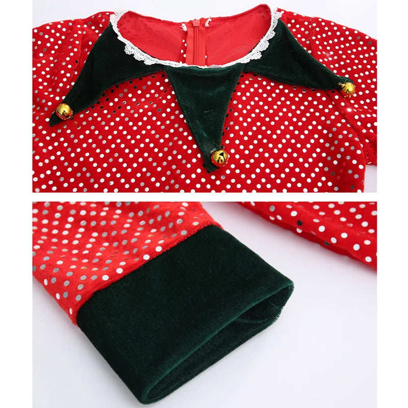 2025 New Year Kids Santa Claus Costume Girls' Christmas Dress Set Children's Cosplay Dress Carnival Party Clothes Xmas Gift