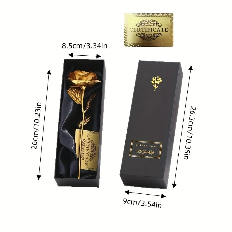 Foil Rose Flower with Gift Box & Card Eternal Rose Gifts for Valentine's Day Thanksgiving Mother's Day Party Favors Decors