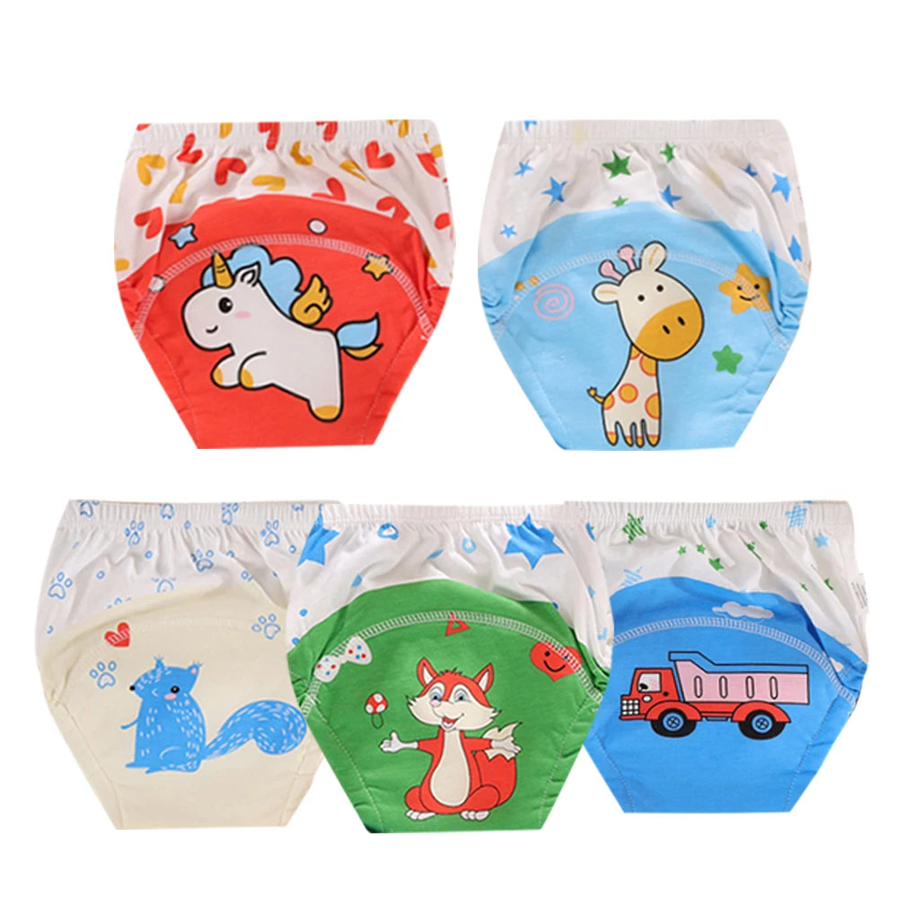 5pcs Baby Cotton Training Panties Waterproof Reusable Cloth Diapers Potty Training Underwear Nappies for Toddlers