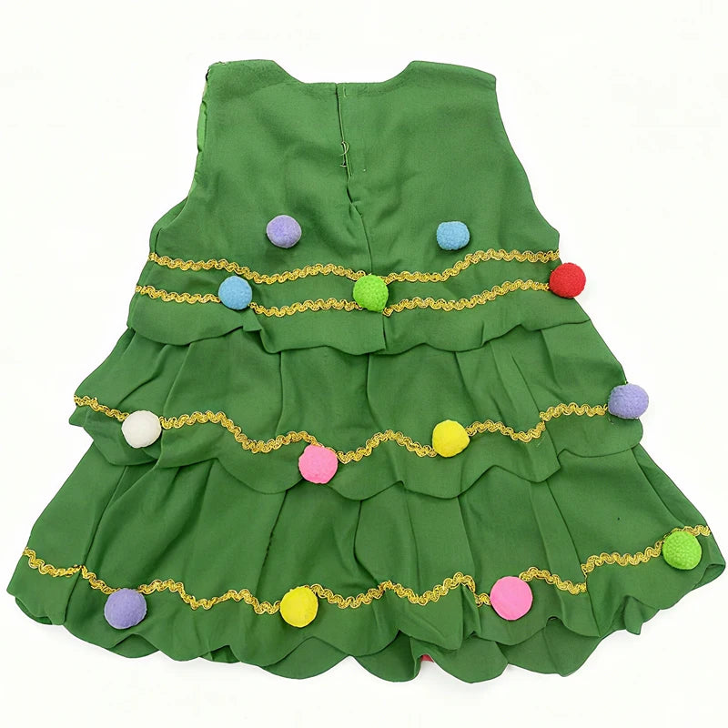 2025 New Year Kids Santa Claus Costume Girls' Christmas Dress Set Children's Cosplay Dress Carnival Party Clothes Xmas Gift
