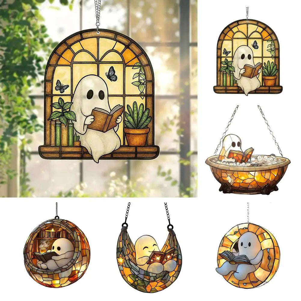 Cute Halloween Ghost Ornaments – Spooky 2D Acrylic Bath & Home Decor Hanging Set
