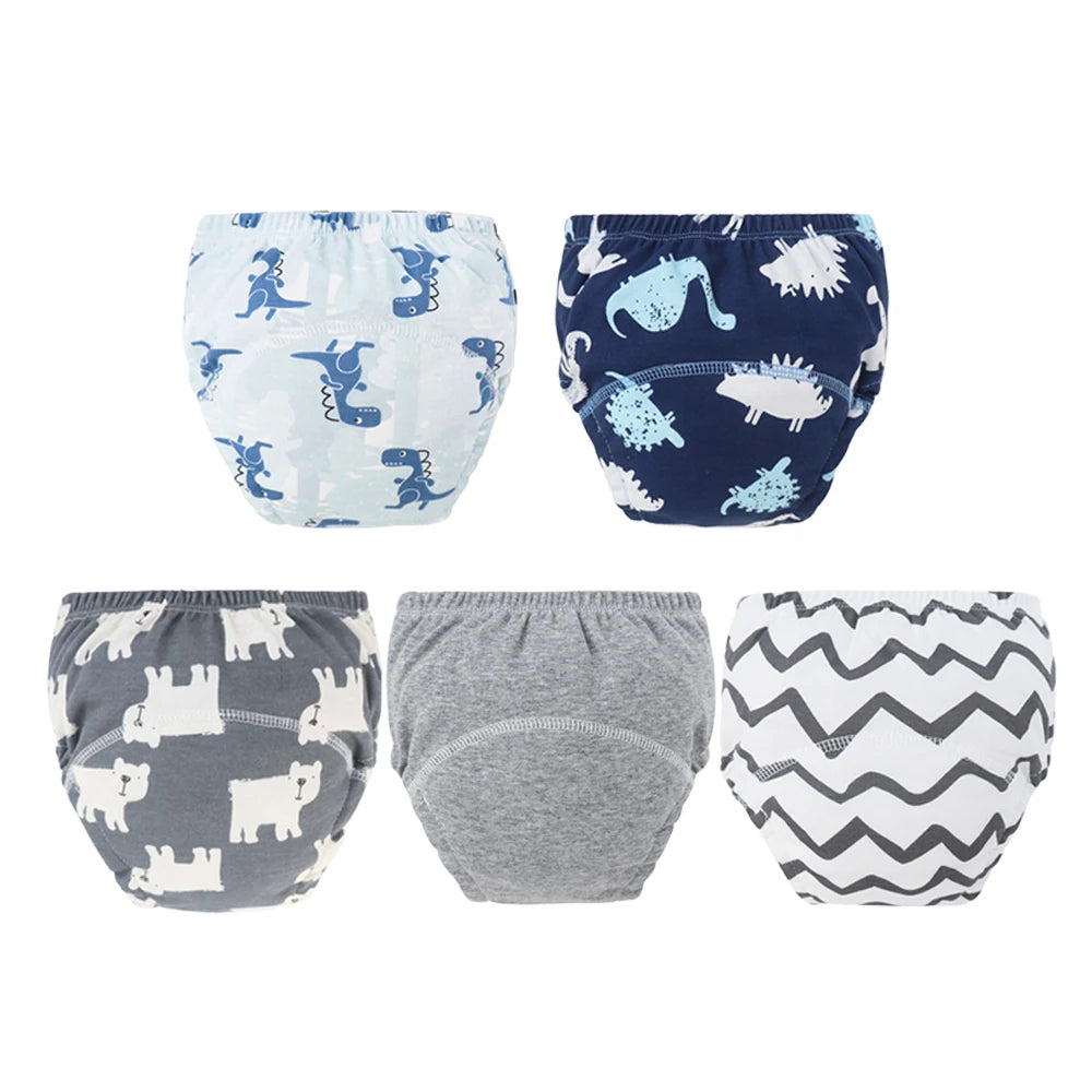 5pcs Baby Cotton Training Panties Waterproof Reusable Cloth Diapers Potty Training Underwear Nappies for Toddlers