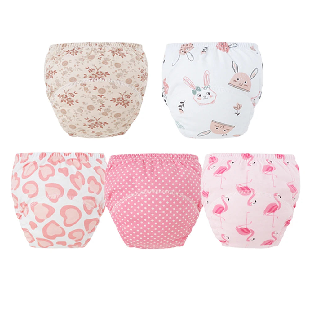 5pcs Baby Cotton Training Panties Waterproof Reusable Cloth Diapers Potty Training Underwear Nappies for Toddlers
