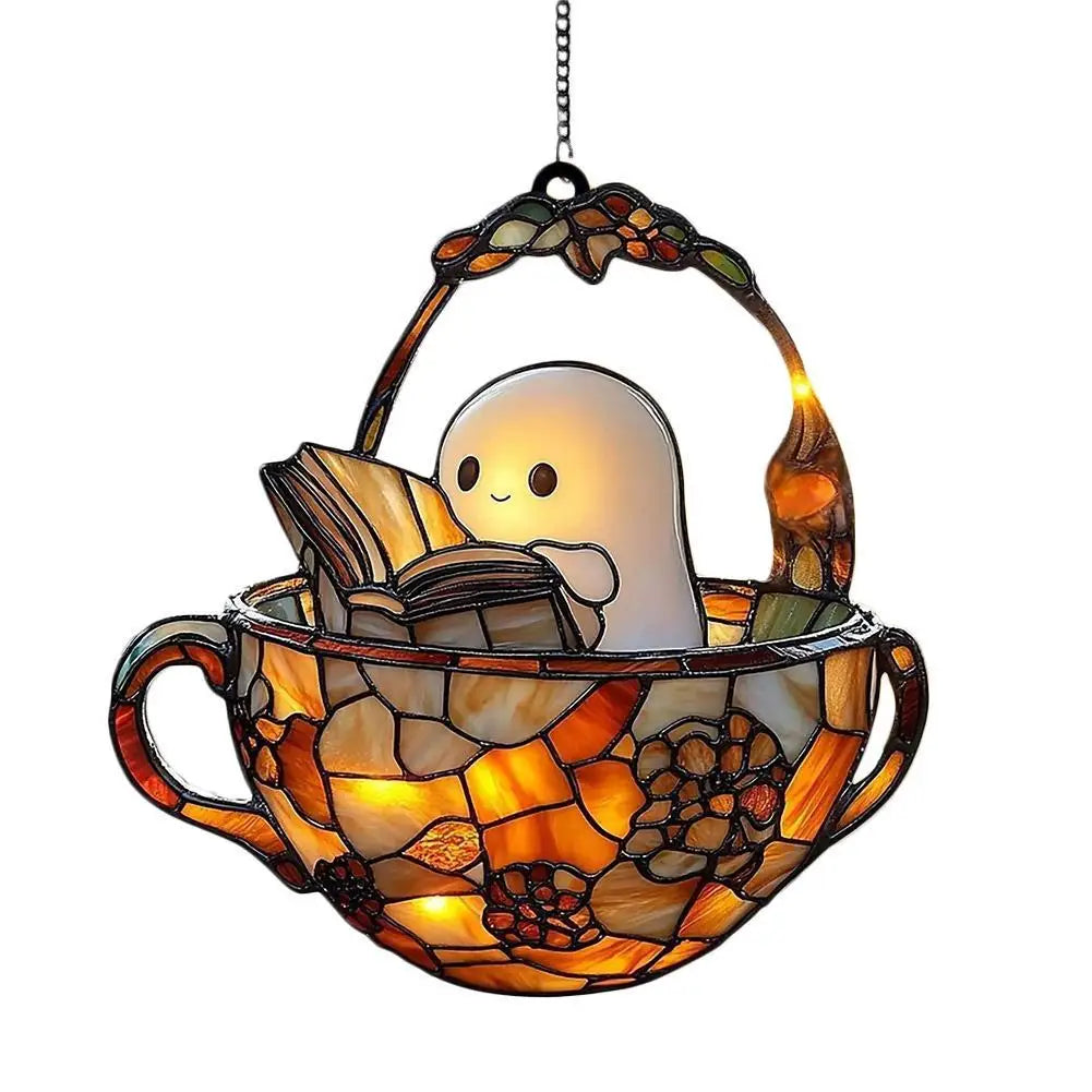 Cute Halloween Ghost Ornaments – Spooky 2D Acrylic Bath & Home Decor Hanging Set