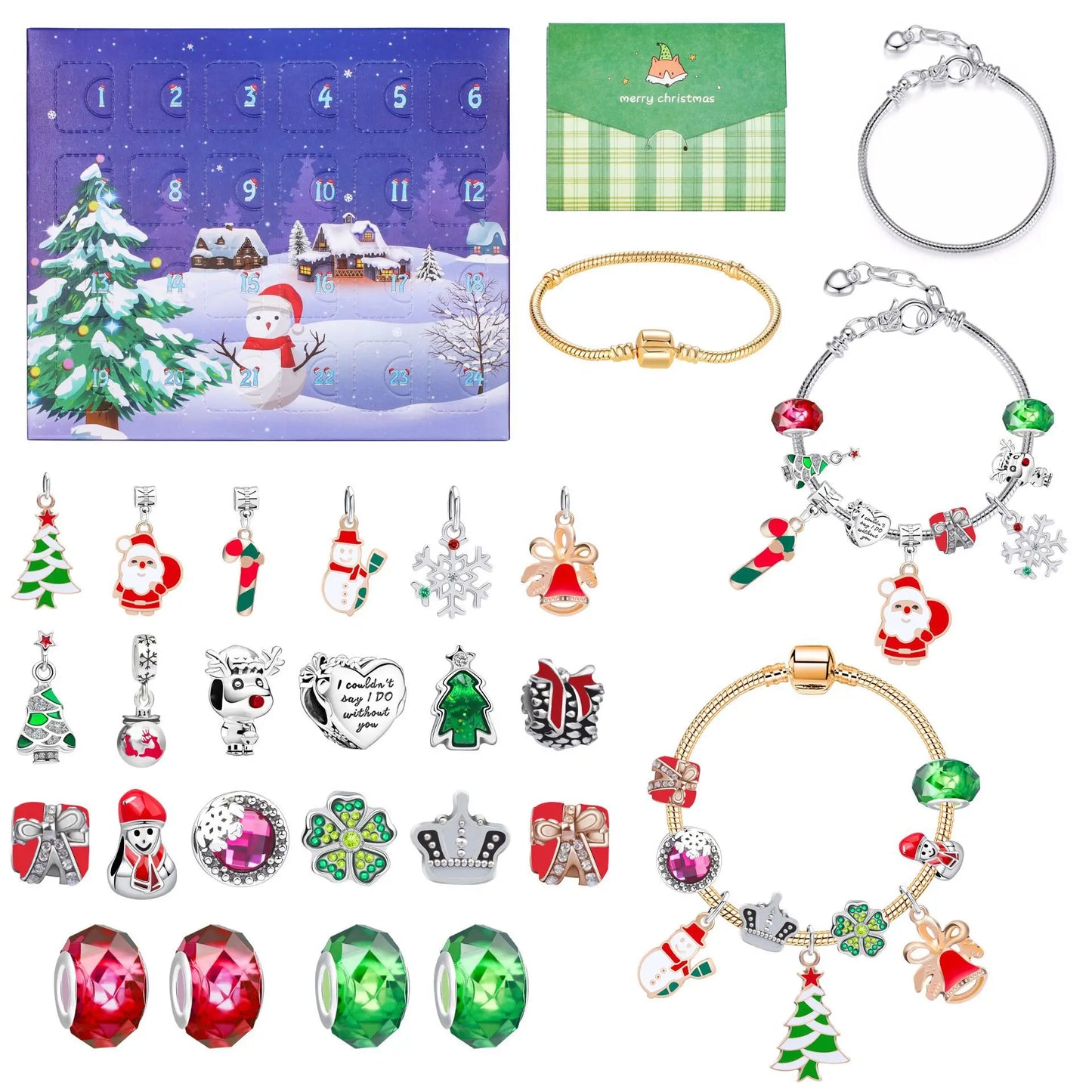 Christmas Advent Calendar Jewelry Gift Set for Girls – 24 Days of Rings, Necklaces & Earrings