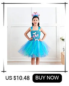 Black Cat Halloween Costume Kids Animal Fancy Tutu Dress with Ears Headband Baby Girls Cosplay Clothes Birthday Party Outfits