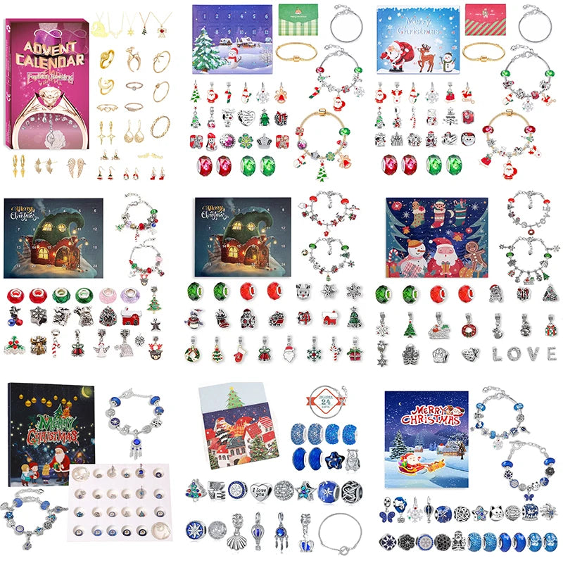 Christmas Advent Calendar Jewelry Gift Set for Girls – 24 Days of Rings, Necklaces & Earrings