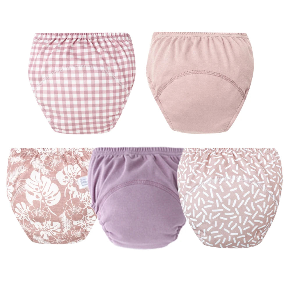 5pcs Baby Cotton Training Panties Waterproof Reusable Cloth Diapers Potty Training Underwear Nappies for Toddlers