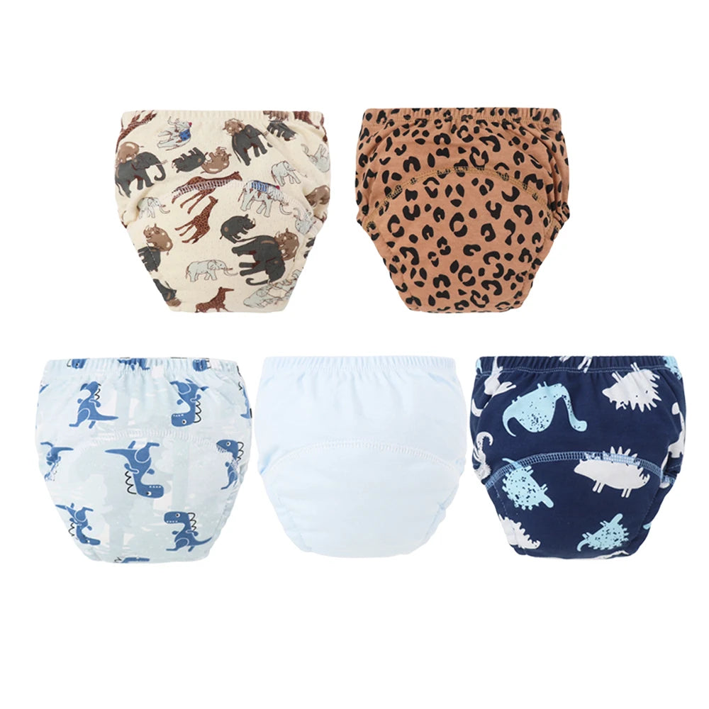 5pcs Baby Cotton Training Panties Waterproof Reusable Cloth Diapers Potty Training Underwear Nappies for Toddlers