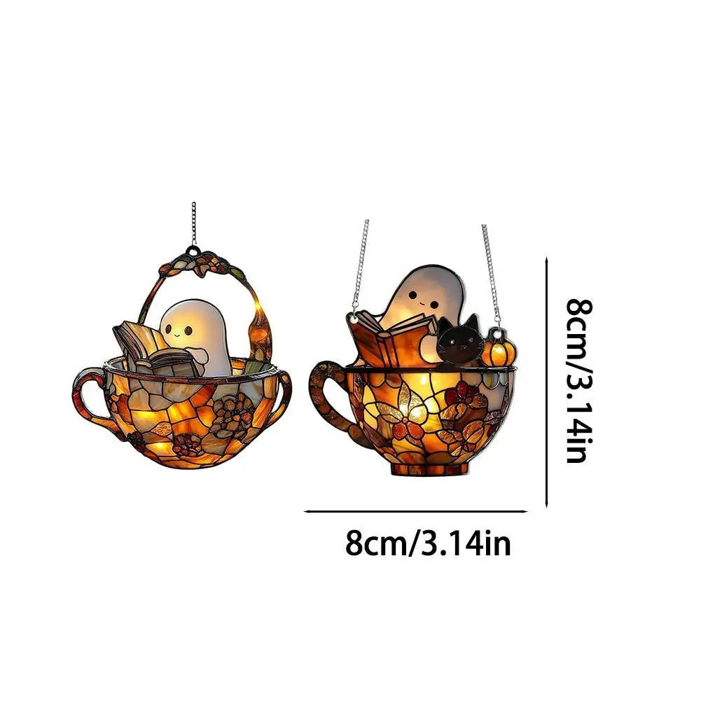 Cute Halloween Ghost Ornaments – Spooky 2D Acrylic Bath & Home Decor Hanging Set