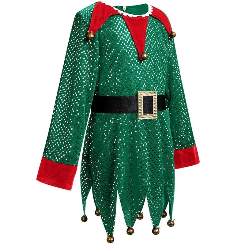 2025 New Year Kids Santa Claus Costume Girls' Christmas Dress Set Children's Cosplay Dress Carnival Party Clothes Xmas Gift
