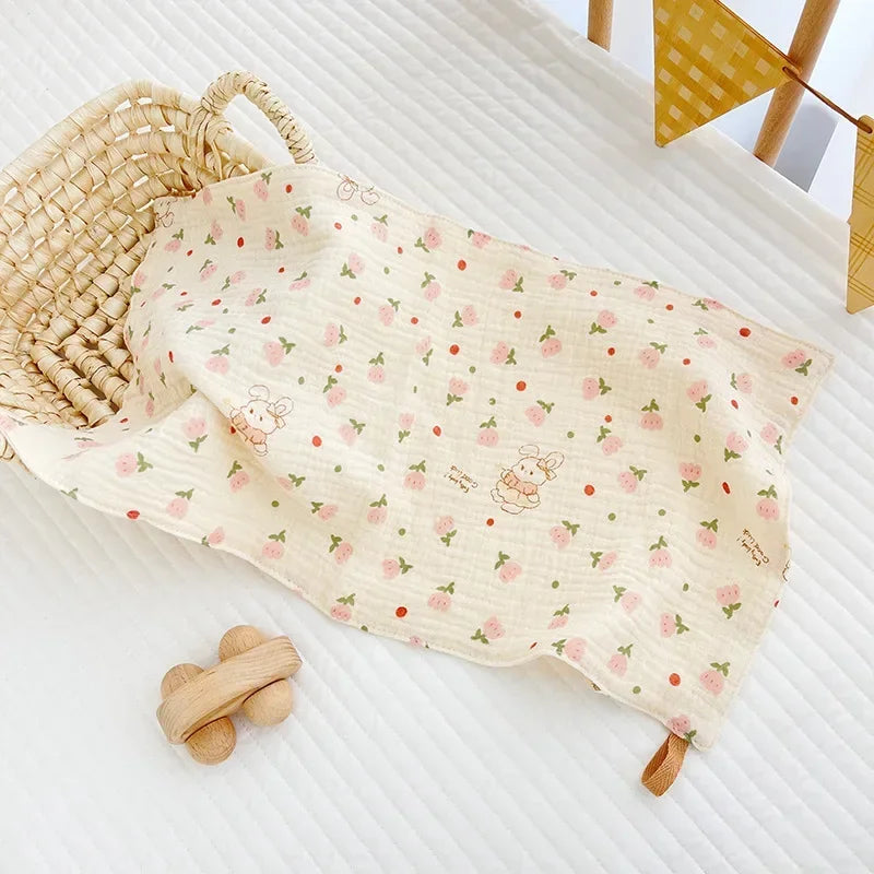 Cotton Muslin Baby Face Bear Towel Long Burp Cloth for Newborn Kindergarten Hand Towels Infant Drooling Bib Washcloth Baby Items