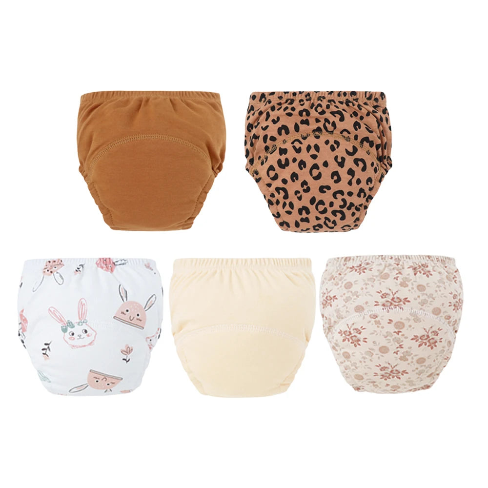 5pcs Baby Cotton Training Panties Waterproof Reusable Cloth Diapers Potty Training Underwear Nappies for Toddlers