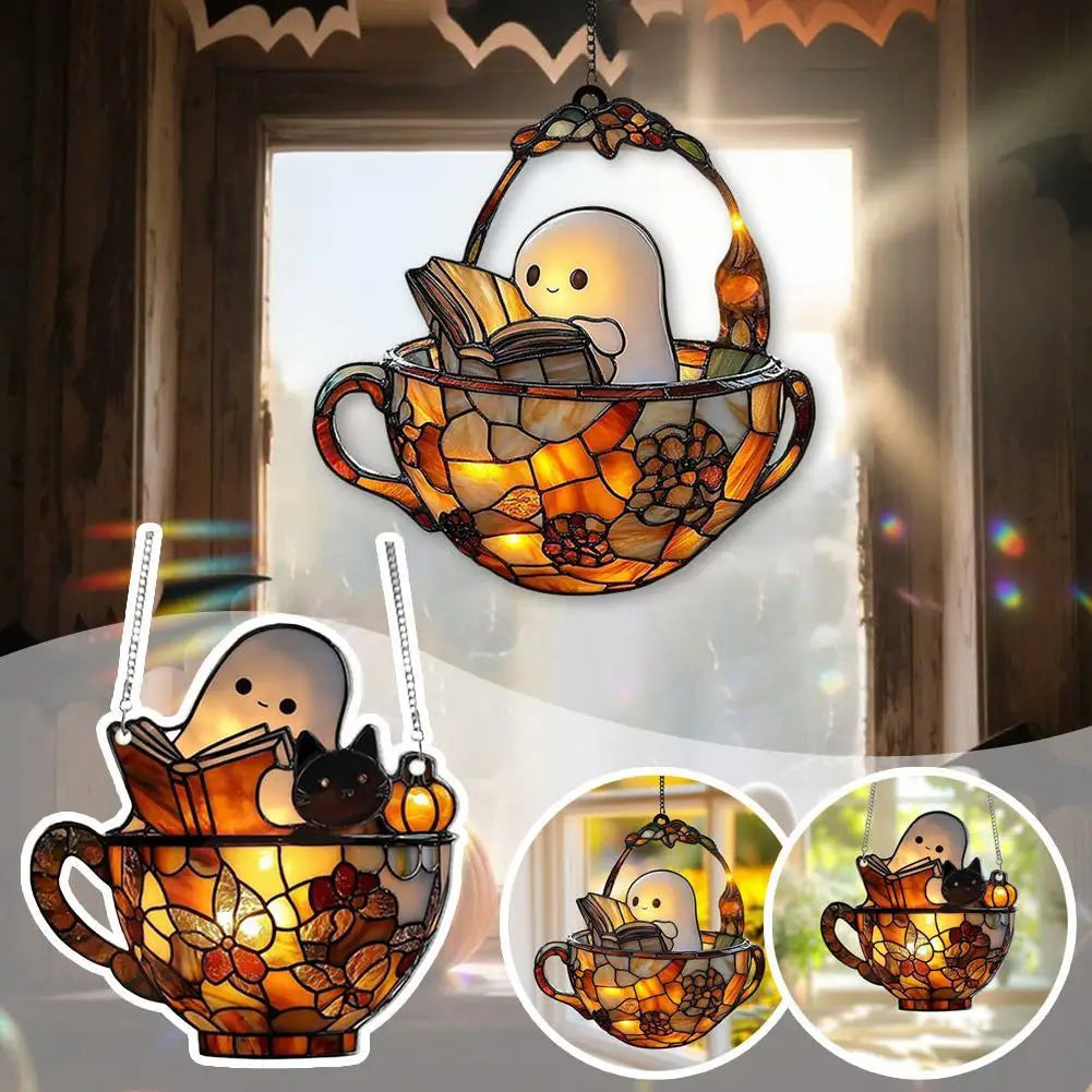 Cute Halloween Ghost Ornaments – Spooky 2D Acrylic Bath & Home Decor Hanging Set