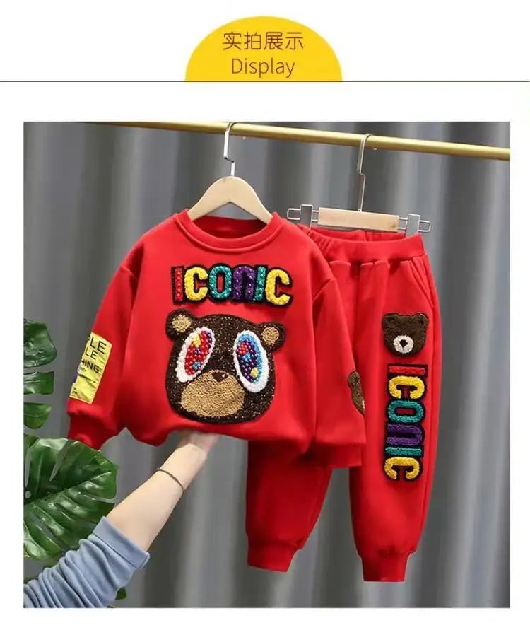 Children Clothes Set  Spring and Autumn New Kids Boy  Baby Cartoon  Sweater Pants 2pcs Boys And Girls Sports Clothing Suit