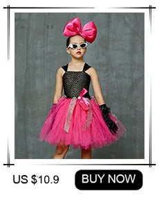Black Cat Halloween Costume Kids Animal Fancy Tutu Dress with Ears Headband Baby Girls Cosplay Clothes Birthday Party Outfits