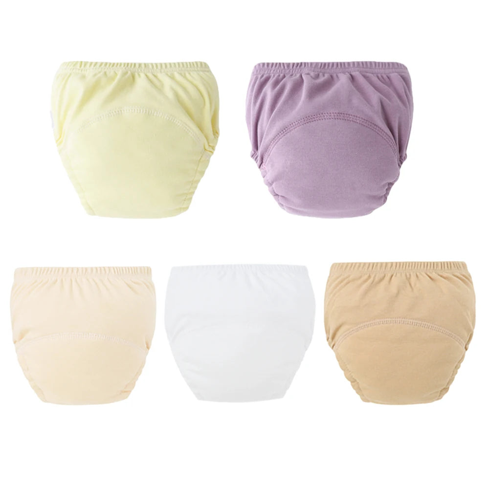 5pcs Baby Cotton Training Panties Waterproof Reusable Cloth Diapers Potty Training Underwear Nappies for Toddlers
