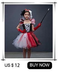 Black Cat Halloween Costume Kids Animal Fancy Tutu Dress with Ears Headband Baby Girls Cosplay Clothes Birthday Party Outfits