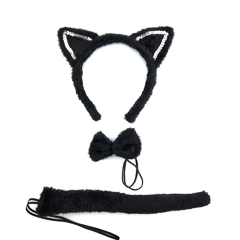 Black Cat Halloween Costume Kids Animal Fancy Tutu Dress with Ears Headband Baby Girls Cosplay Clothes Birthday Party Outfits
