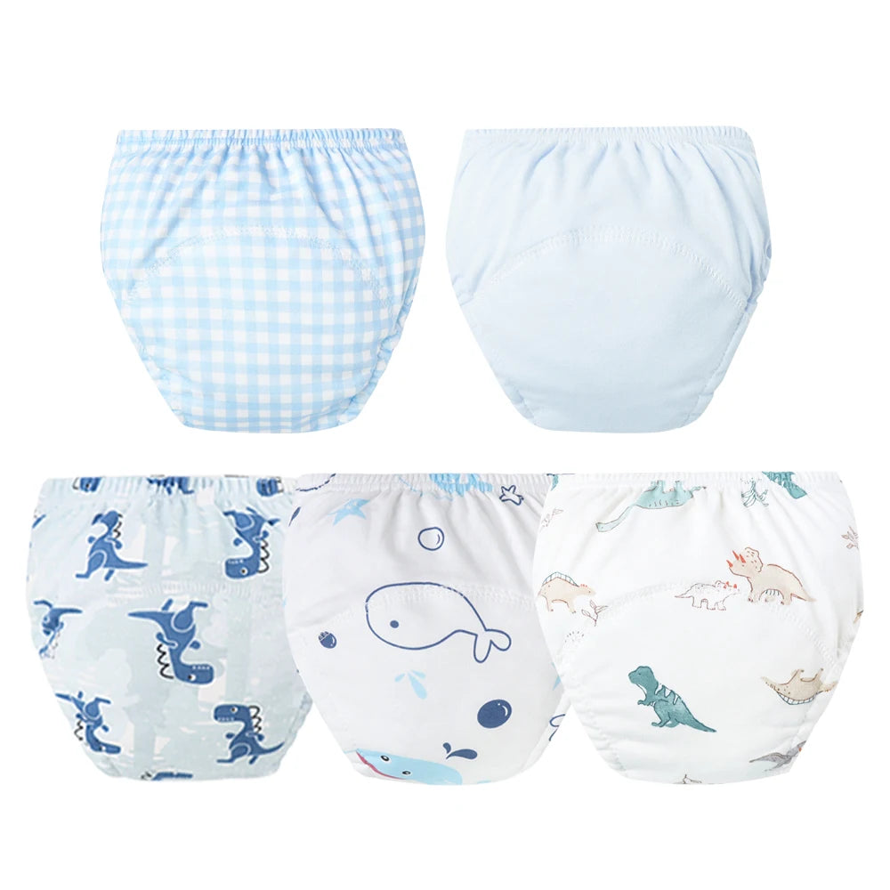 5pcs Baby Cotton Training Panties Waterproof Reusable Cloth Diapers Potty Training Underwear Nappies for Toddlers