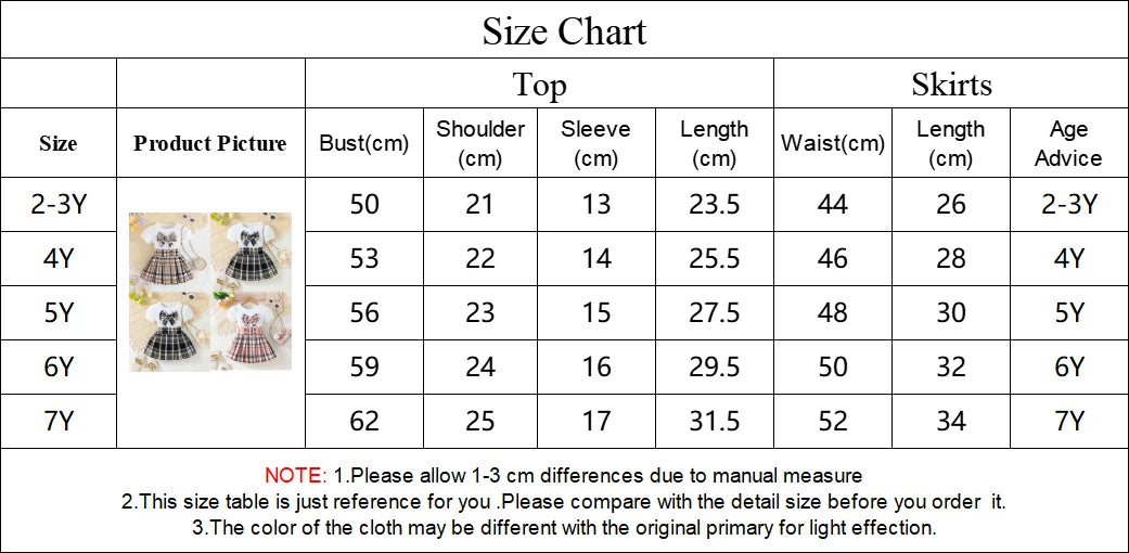 Prowow Girl School Outfit Flutter Sleeve Front Bow T-shirt and Vintage Printed Skirt Summer 2pcs Set For Children Clothing Girls