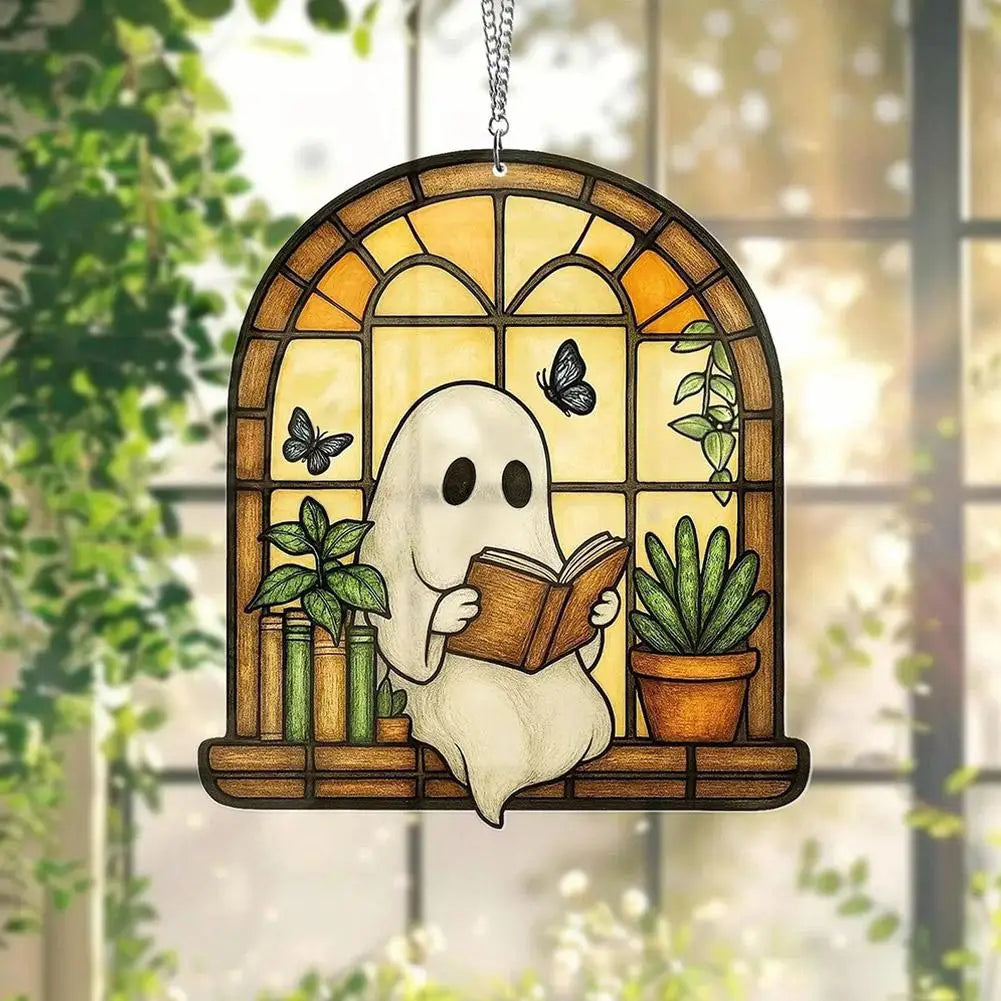 Cute Halloween Ghost Ornaments – Spooky 2D Acrylic Bath & Home Decor Hanging Set