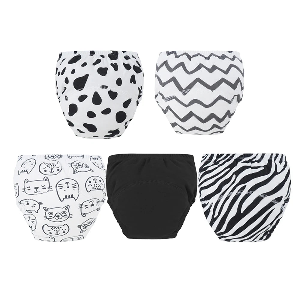 5pcs Baby Cotton Training Panties Waterproof Reusable Cloth Diapers Potty Training Underwear Nappies for Toddlers