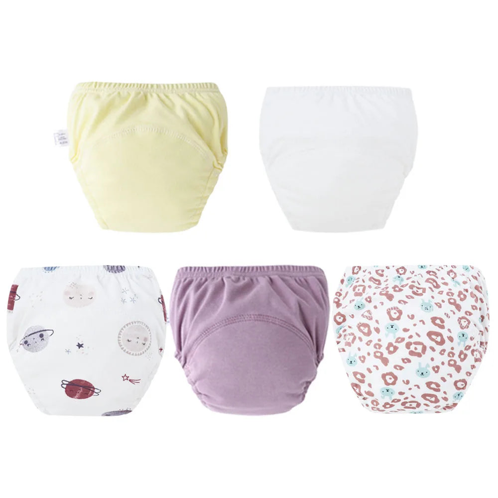 5pcs Baby Cotton Training Panties Waterproof Reusable Cloth Diapers Potty Training Underwear Nappies for Toddlers