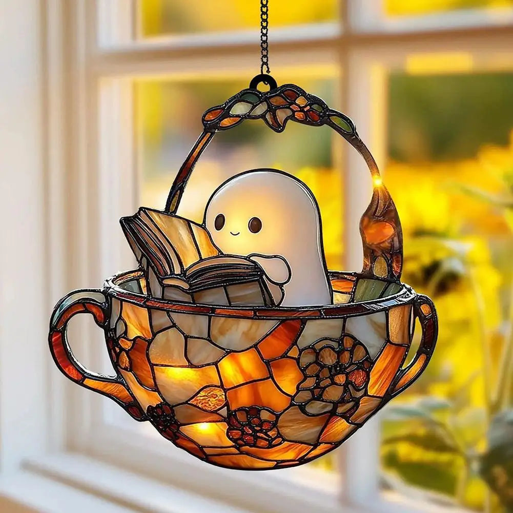 Cute Halloween Ghost Ornaments – Spooky 2D Acrylic Bath & Home Decor Hanging Set